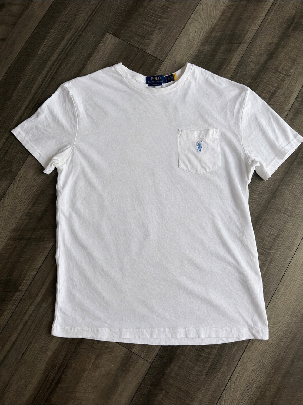Polo Ralph Lauren Men’s Classic Cotton-Linen Blend Pocket T-Shirt in White Sz S